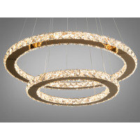 Шикарна світлодіодна люстра підвіс "Кришталеві кільця", 65Вт, золото Diasha 7206-8W/580+400G