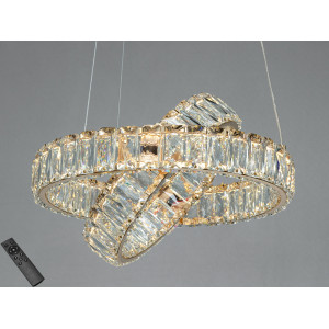 Люстра Diasha підвісна золото LED 50Вт 2 кільця Diasha D8886/300-2BG