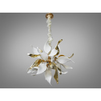 Колоритна підвісна люстра з порцеляновими елементами, 9 ламп, золото Diasha 7208-9PGD