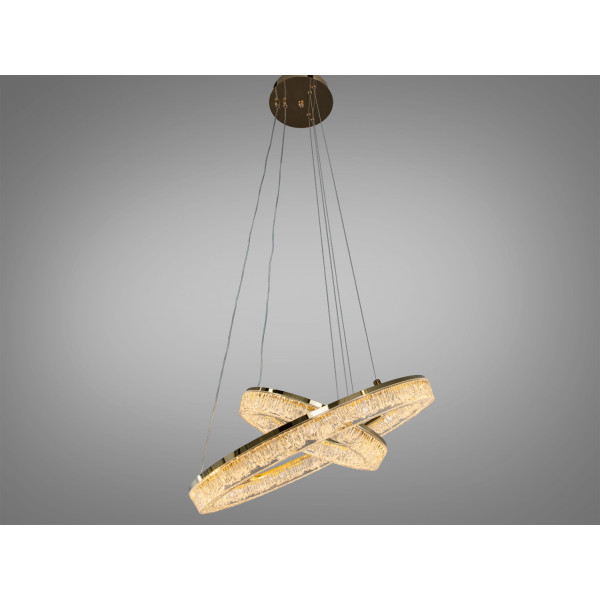 Підвісна люстра LED три кільця золото 125 Вт Diasha 1712/500+300G