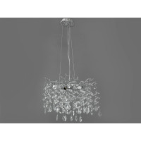Підвісна кришталева люстра Серія Гліцинія хром 6 ламп G9 на тросах Diasha 608-460CH
