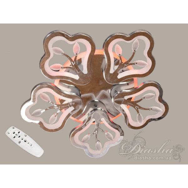 Стельова декоративна люстра з пультом, диммером, хром, 90W Diasha 8149/5HRLED3colordimmer Стельова декоративна люстра з пультом, диммером, хром, 90W Diasha 8149/5HRLED3colordimmer