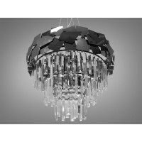 Приваблива кришталева підвісна люстра в вітальню, 10 ламп, чорний хром Diasha 82211/500BHR