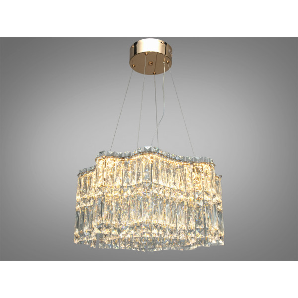 Підвісна кришталева люстра LED золото 68Вт Diasha 576/500G