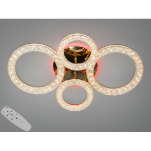 Стельова світлодіодна люстра з пультом, димером, підсвічуванням, 75W Diasha 2203/2+2GLED3colordimmer