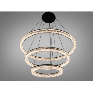 Підвісна LED люстра кільця біла 220 Вт 38-40 м² Diasha 1712/800+600+400BK