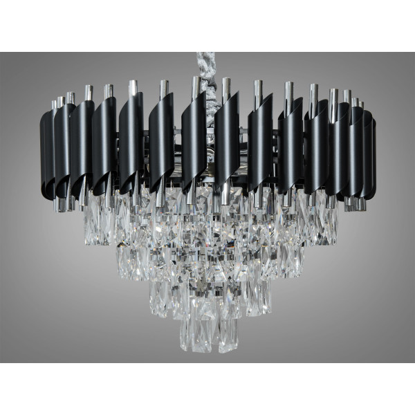 Підвісна кришталева люстра чорний + хром 6xE14 Diasha N9001-500BK+CH