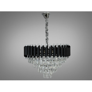 Підвісна кришталева люстра чорний хром 7xE14 Diasha N9001-550BK+CH