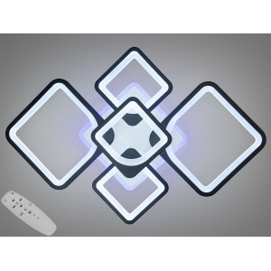 Пристельова LED люстра з пультом, дімером, підсвіткою, 95Вт, чорна Diasha 8060/2+3BKLED3colordimmer