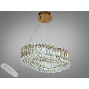 Світлодіодна підвісна люстра 505 L800x350CH хром кришталь 40 Вт Diasha 7930/430x300S-gold