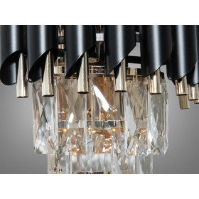 Настінне бра кришталеве Серія 1013 чорний та золото 2 лампи Diasha N9001-2W-BK+SGD