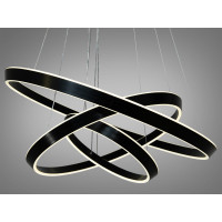 Солідна новинка, світлодіодна люстра для зали, 260 Вт, чорні кільця Diasha 5153/800+600+400BK