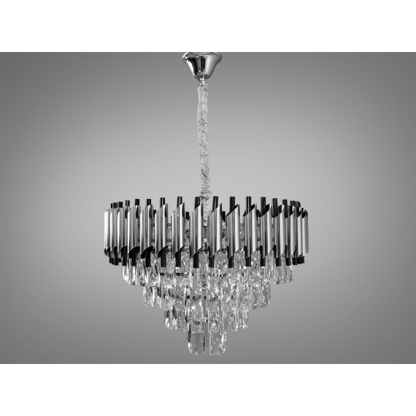 Підвісна кришталева люстра Diasha серія 1013 хром чорний 9 ламп E14 Diasha 9001-550CH+PB