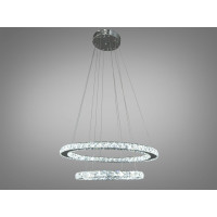 Шикарна кришталева світлодіодна люстра кільця на тросах, 65Вт, хром Diasha 7206-8W/580+400HR