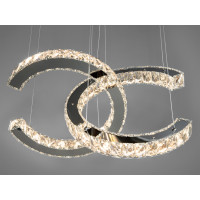 Унікальна підвісна кришталева світлодіодна люстра, 40W, хром Diasha 7219/400+400HR