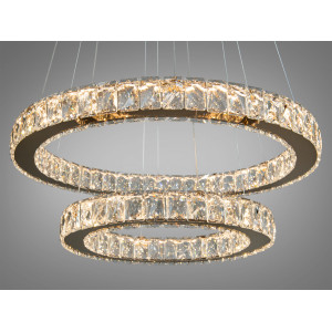 Чудова підвісна світлодіодна люстра "Кришталеві кільця", 65W, золото Diasha 7206-8A/580+400G