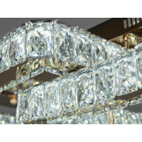 Стильна стельова кришталева лед люстра з пультом, 78 Вт, золото Diasha 7707-3A/G