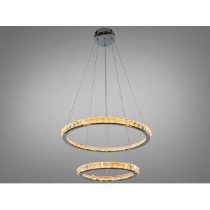 Підвісна LED люстра хром 185Вт 3 кільця з пультом Diasha 66081/600+400CH