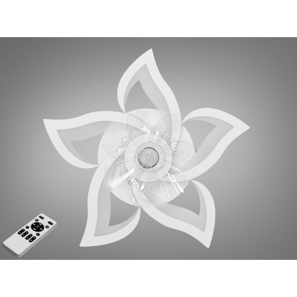 Унікальна стельова світлодіодна люстра вентилятор з пультом, 90W, біла Diasha 8146/5WHFS