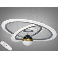 Світлодіодна люстра підвіс сіра 90 Вт 3 кільця CCT Diasha 2327-600+400+200GR