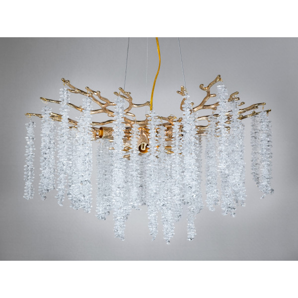 Декоративна підвісна кришталева люстра "Гліцинія", 8 ламп, золото  Diasha 609-600G