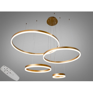 Світлодіодна підвісна люстра з комбінованим освітленням, 125Вт, золото Diasha D2485-800+600+400+200G