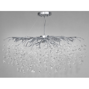 Підвісна кришталева люстра Глициния хром витягнута форма 10 ламп E14 тросові підвіси Diasha 1607-L900x400CH