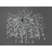 Підвісна кришталева люстра Серія Гліцинія хром 6 ламп G9 на тросах Diasha 608-460CH