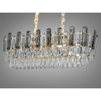 Кришталева підвісна люстра овальної форми для кухні, 8 ламп, золото Diasha 8805-800x300SG