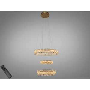 Кришталева світлодіодна люстра-підвіс, 70W Diasha 7897/500+400+300S-Gold