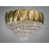 Золота кришталева підвісна люстра для вітальні на 11 ламп Diasha 8822/600G
