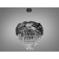 Приваблива кришталева підвісна люстра в вітальню, 10 ламп, чорний хром Diasha 82211/500BHR