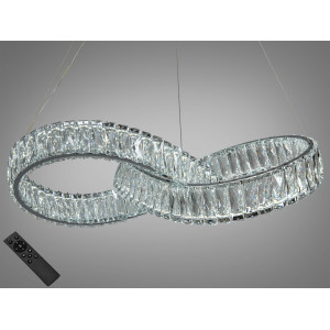 Унікальна кришталева світлодіодна люстра на підвісах, 110 Вт, хром Diasha 536/600CH