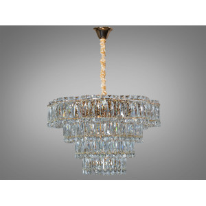 Перлина колекції, пишна кришталева люстра підвіс, 14 ламп, хром Diasha 310-600GD
