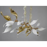 Декоративна підвісна фарфорова люстра витягнутої форми, 8 ламп, золото Diasha 7208-8PLGD