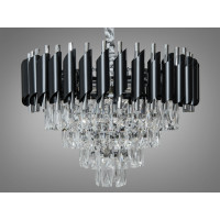 Підвісна кришталева люстра чорний + хром 6xE14 Diasha N9001-500BK+CH