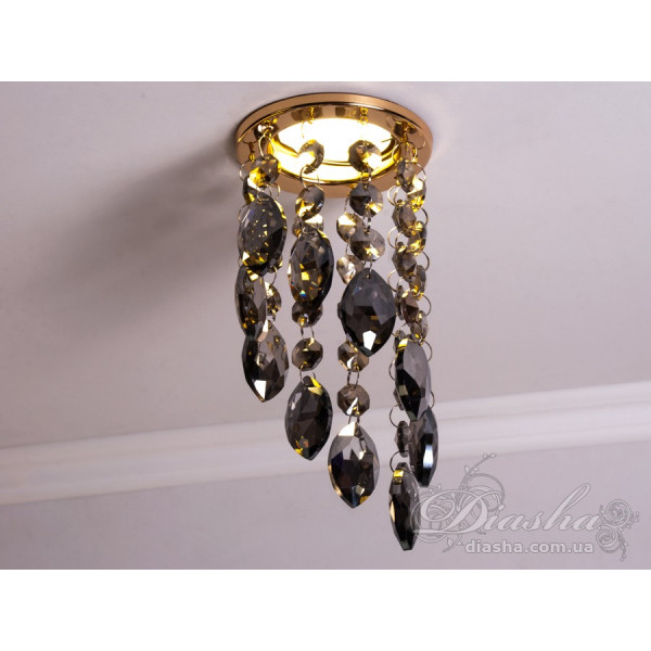 Точковий світильник із кришталевими підвісками Diasha 6016AGD-SM