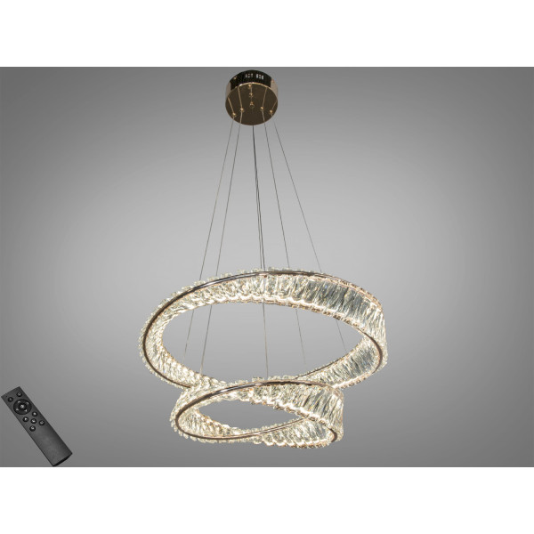 Інноваційна кришталева світлодіодна люстра на тросах, 110 Вт, хром Diasha 548/600+400G