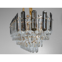 Кришталева люстра овальної форми для вітальні, зали на 8 ламп, золото Diasha 2022/800x300SGD