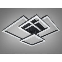 Світлодіодна стельова люстра чорна 120W чотири квадратні плафони Diasha 11015/2+2BK