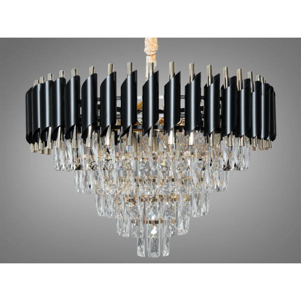 Підвісна кришталева люстра чорний золото 8xE14 Diasha N9001-600BK+SGD
