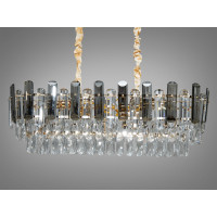 Кришталева підвісна люстра овальної форми для кухні, 8 ламп, золото Diasha 8805-800x300SG