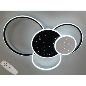 Сучасна пристельова світлодіодна люстра з пультом, 100Вт, білий+чорний Diasha 2447WH+BKdimmer