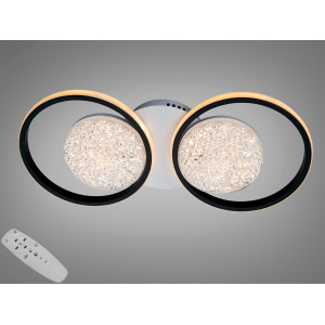 Люстра стельова кільця чорна 2+2 60Вт CCT пульт Diasha 9098/2+2BK