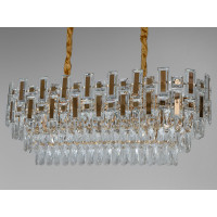 Підвісна кришталева люстра 2018-800X300SGD золото овальна 8 ламп над столом Diasha 2018/800x300SGD