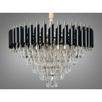 Підвісна кришталева люстра Серія 1013 чорний золото каскадна 11 ламп E14 Diasha 9001-600BK+SGD