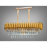 Кришталева люстра підвісна Серія 1013 золото 8 ламп довгаста форма Diasha 9001-800X300GD+SGD