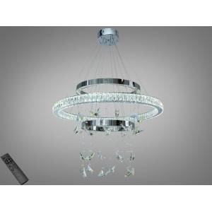 Підвісна LED люстра кришталь хром 176Вт з пультом Diasha 598/800+500+400HR
