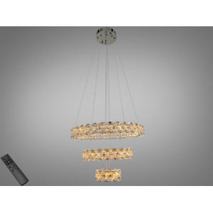 LED підвісна люстра золото 3 кільця пульт 95 Вт Diasha 7895/600+400+200CH