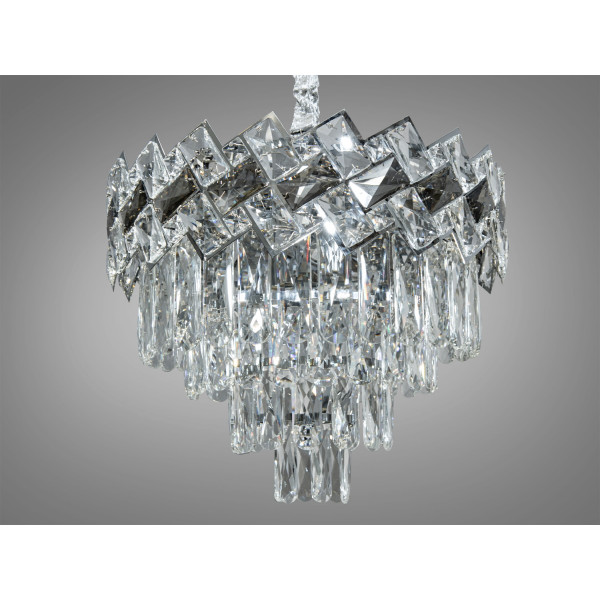 Магнетична срібна підвісна кришталева люстра в коридор, 6 ламп Diasha 6309-400CH Магнетична срібна підвісна кришталева люстра в коридор, 6 ламп Diasha 6309-400CH